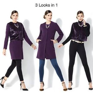 IMAN Platinum Luxe City Coat with Couture Faux Fur Vest